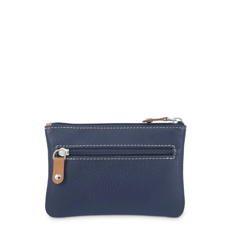 Monedero piel vacuno hombre azul Mate