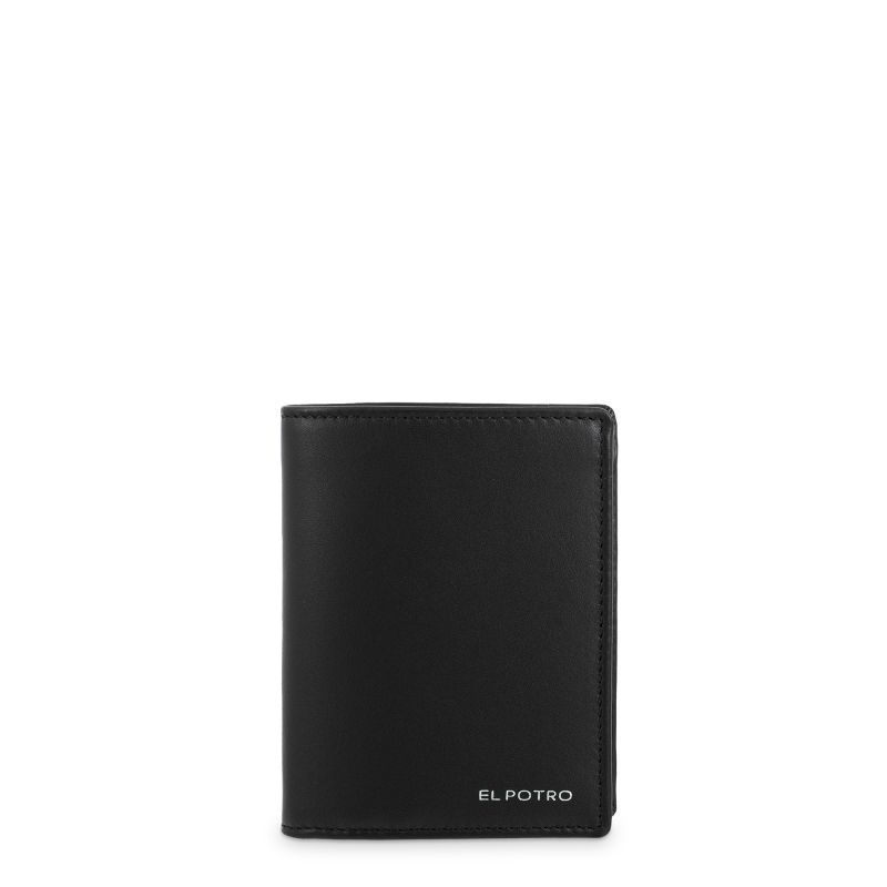 Cartera Piel Vacuno Hombre Negro Metal