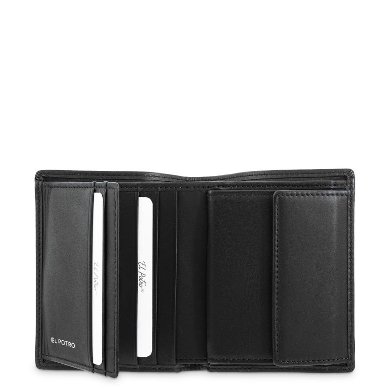 Cartera Piel Vacuno Hombre Negro Metal