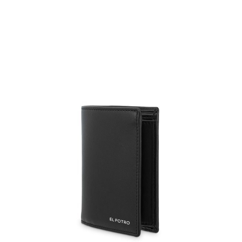 Cartera Piel Vacuno Hombre Negro Metal