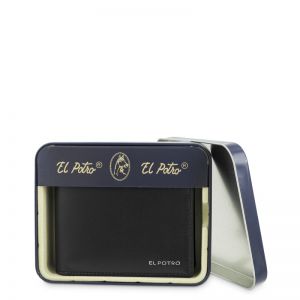 Cartera piel hombre negro Metal