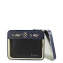 Cartera piel hombre negro Metal
