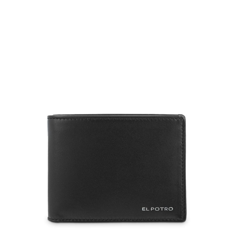 Cartera piel hombre negro Metal