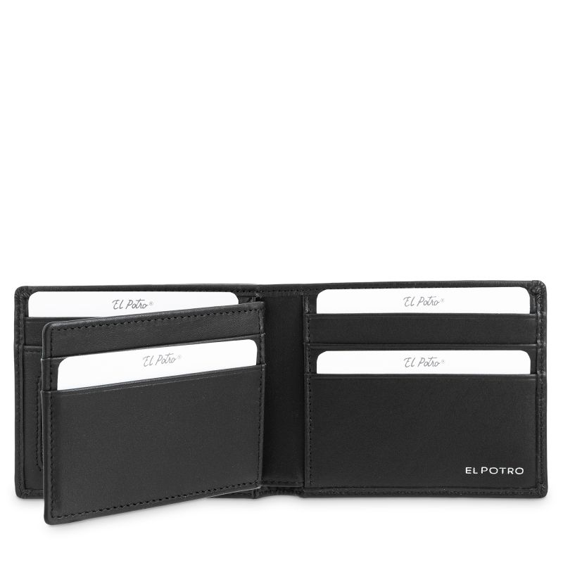 Cartera piel hombre negro Metal
