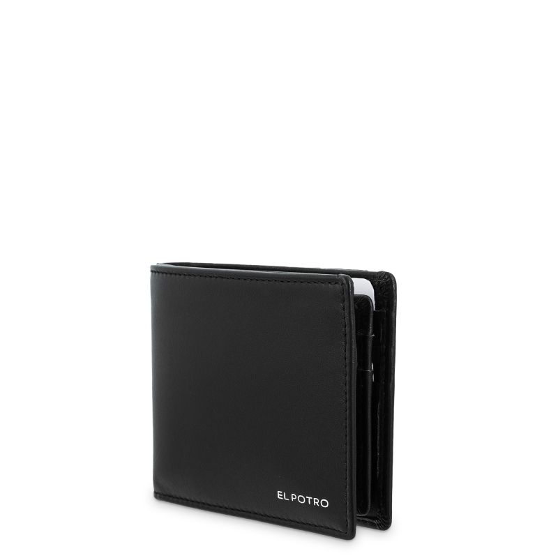 Cartera piel hombre negro Metal