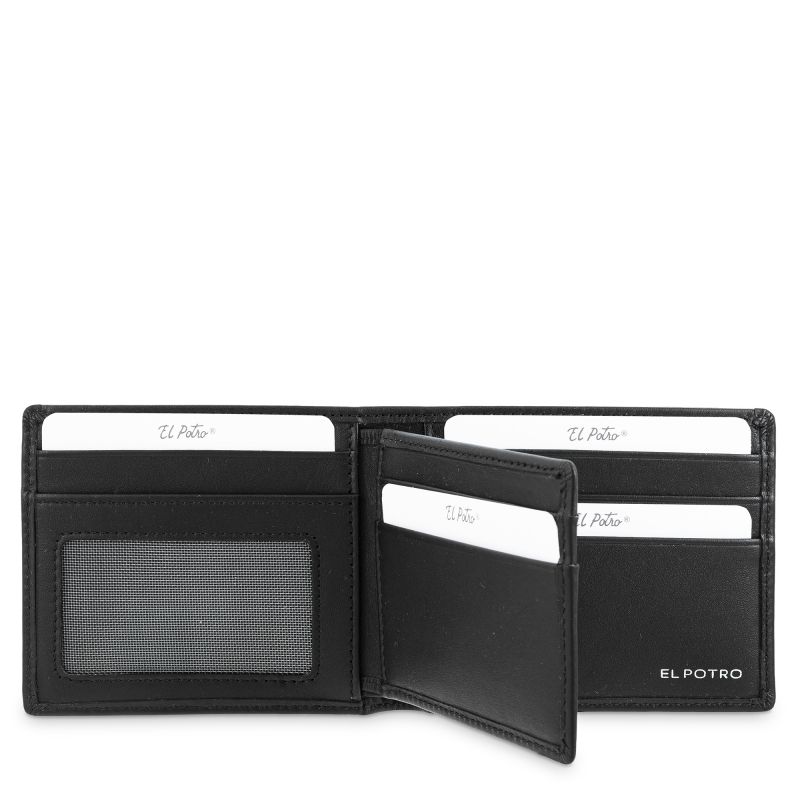 Cartera piel hombre negro Metal