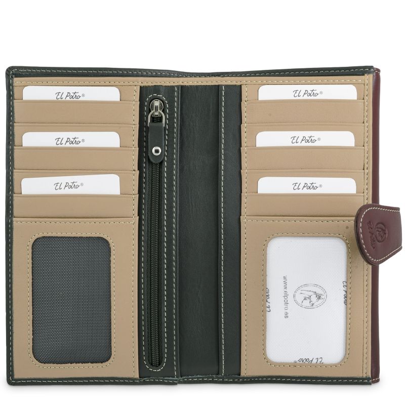 Cartera piel vacuno mujer verde Nature