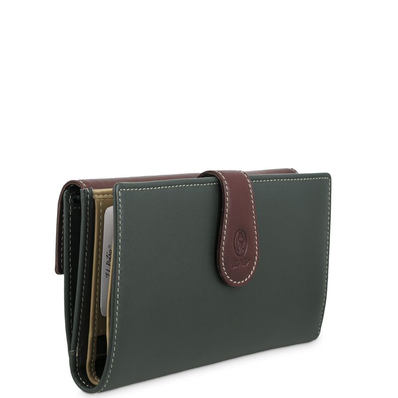 Cartera piel vacuno mujer verde Nature