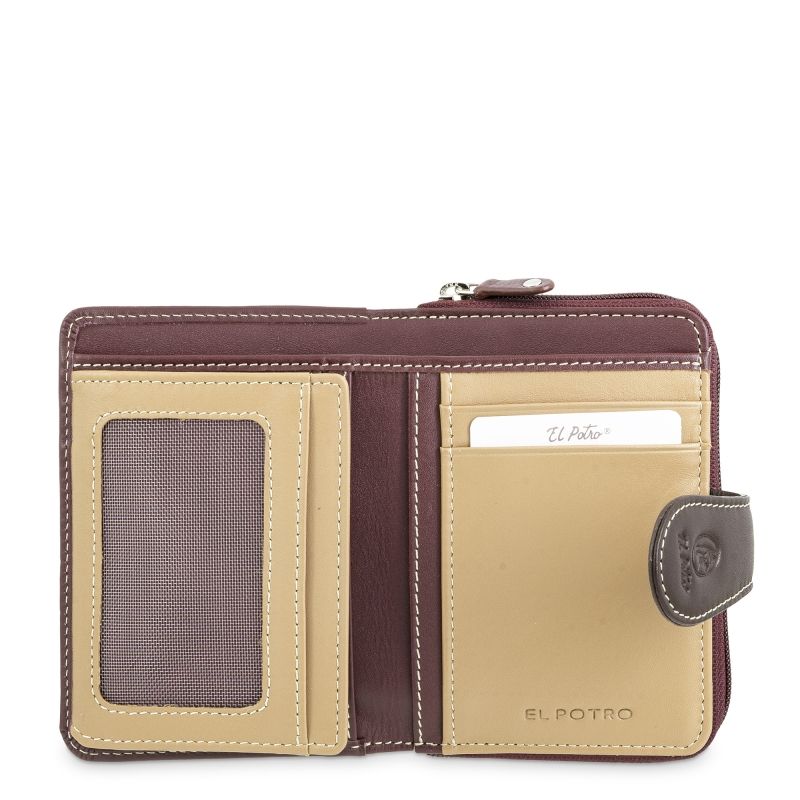 Cartera piel vacuno mujer burdeos Nature