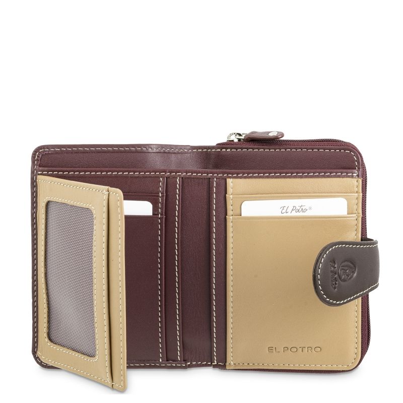 Cartera piel vacuno mujer burdeos Nature
