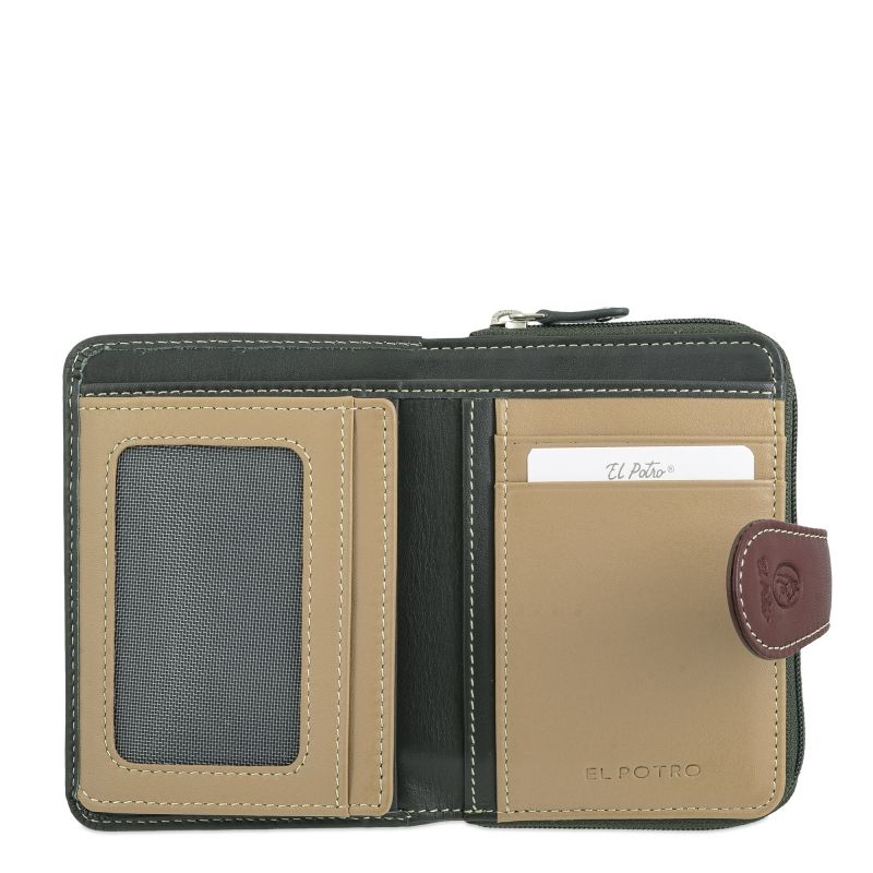 Cartera piel mujer verde Nature