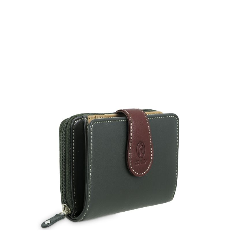 Cartera piel mujer verde Nature