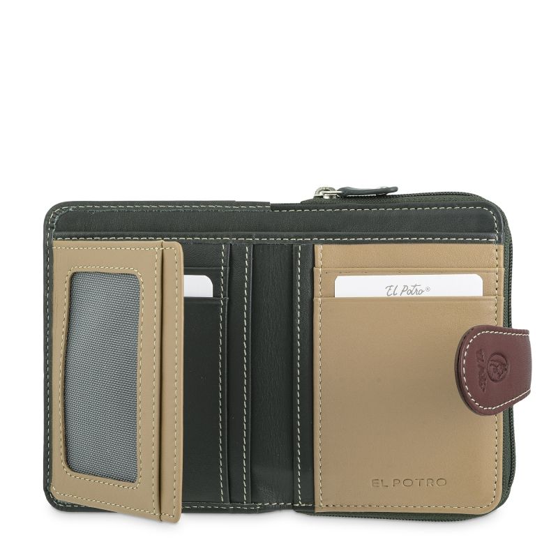 Cartera piel mujer verde Nature