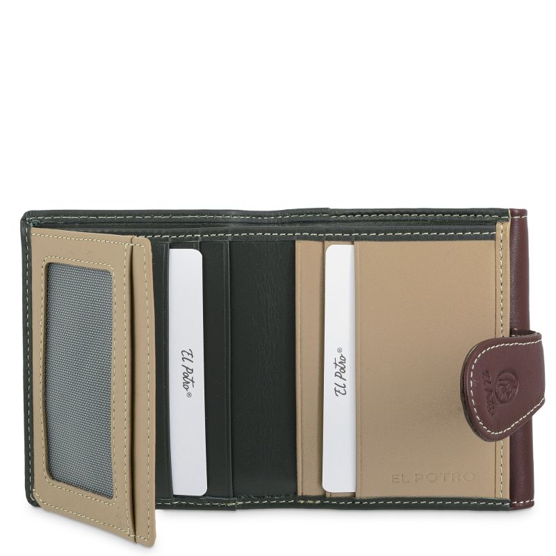 Cartera pequeña piel vacuno mujer verde Nature
