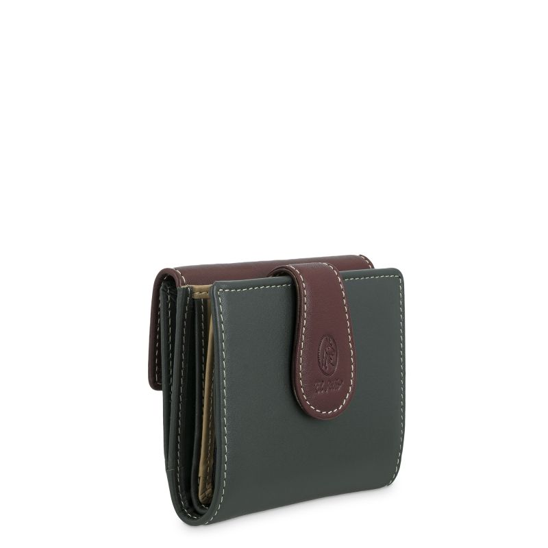 Cartera pequeña piel vacuno mujer verde Nature