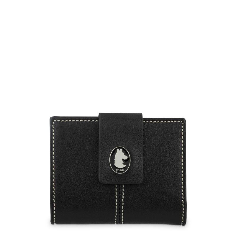 Cartera pequeña de piel vacuno mujer negra NEW ORIGEN