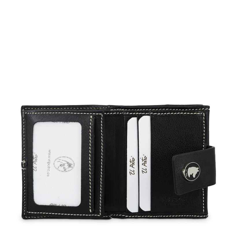 Cartera pequeña de piel vacuno mujer negra NEW ORIGEN