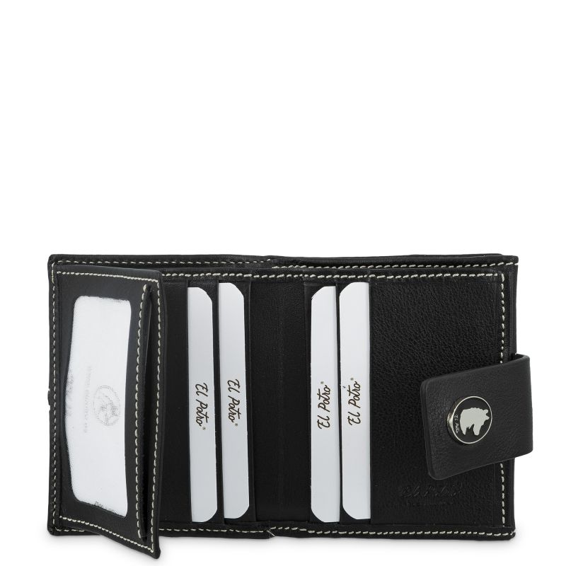 Cartera pequeña de piel vacuno mujer negra NEW ORIGEN