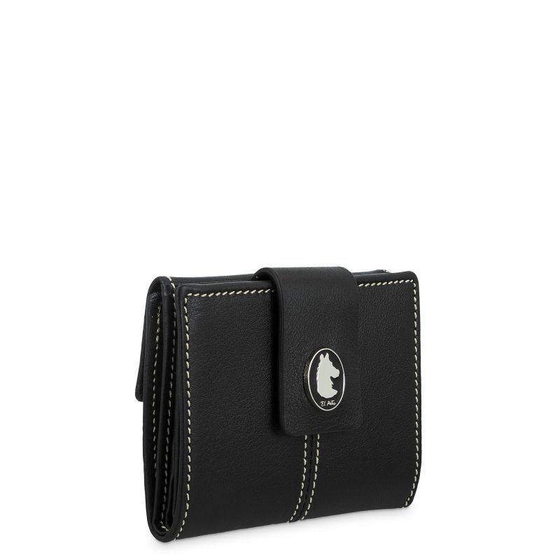 Cartera pequeña de piel vacuno mujer negra NEW ORIGEN