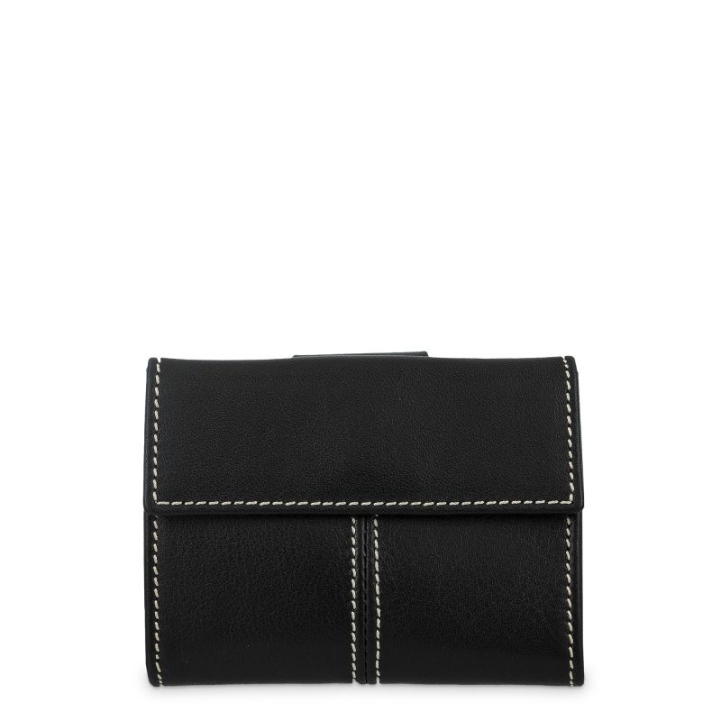 Cartera pequeña de piel vacuno mujer negra NEW ORIGEN
