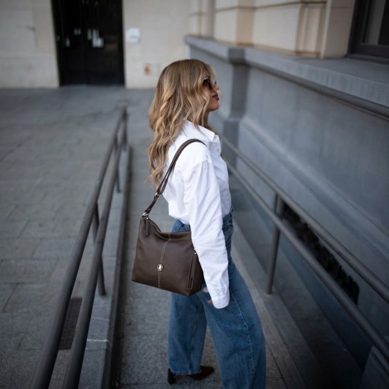 Bolso hobo piel vacuno mujer marrón New Origen