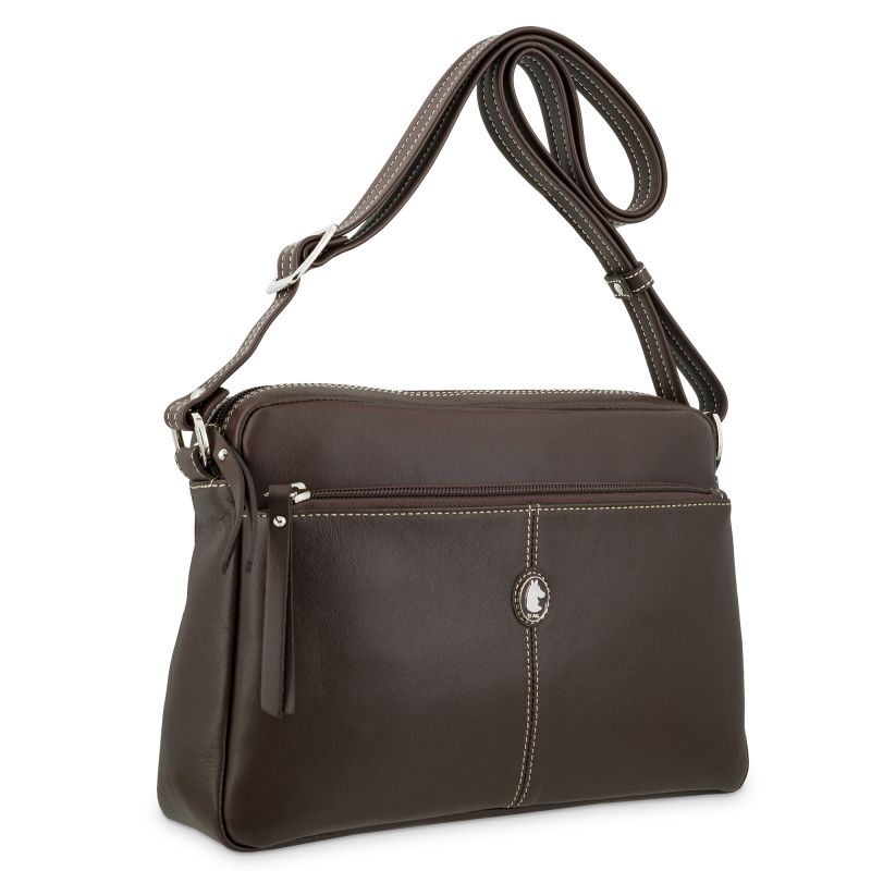 Bolso bandolera piel vacuno mujer marrón New Origen